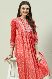 BIBA Women Embroidered Flared Kurta