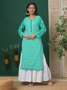 ADA Women Chikan Embroidery, Embroidered Straight Kurta