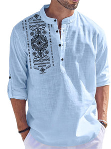 FOLGEN Men Self Design Straight Kurta