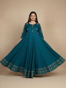 Rayon Kurtiwalas Women Printed Anarkali Kurta