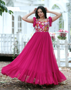 Lazzly Women Floral Print Gown Kurta