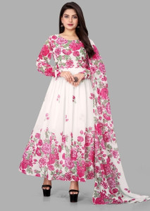 क्यूई क्रिएशन महिलाओं के लिए फ्लोरल प्रिंट अनारकली कुर्ता