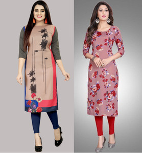maruti fab Women Striped, Printed Straight Kurta