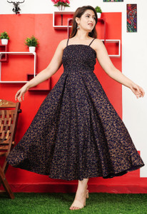 Hand Block Print Women Printed Gown Kurta
