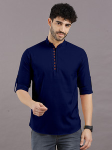 VTEXX Men Solid Straight Kurta