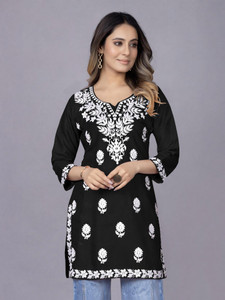 RUDRALIFESTAYLE Women Chikan Embroidery A-line Kurta