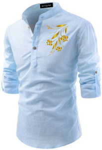 DEELMO Men Floral Print Straight Kurta