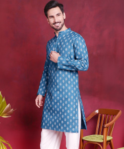 Jompers Men Printed Straight Kurta