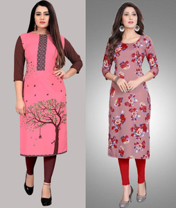 tanvi creation Women Striped, Printed Straight Kurta
