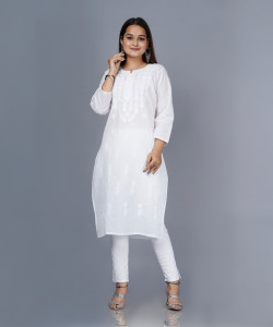 Lakhnavi Fabrics Women Embroidered Straight Kurta
