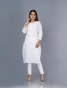 Lakhnavi Fabrics Women Embroidered Straight Kurta