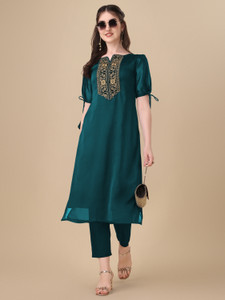 yeoja creation Women Embroidered Straight Kurta