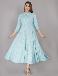 RUNICHA Women Printed Flared Kurta