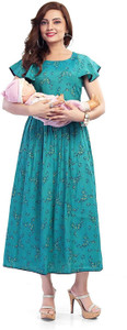 Mom&bae Women Floral Print A-line Kurta