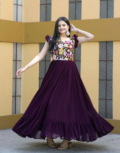 FOXDX Women Embroidered Gown Kurta