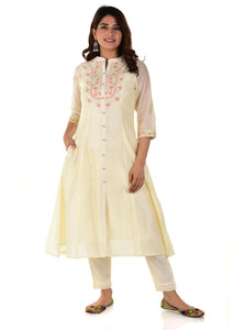 Anutarra Women Embroidered A-line Kurta