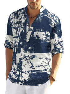 HEMADHAV Men Blue Printed Straight Kurta - Image 5