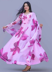 mitvafashion Women Floral Print Gown Kurta