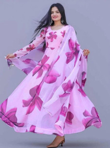 mitvafashion Women Floral Print Anarkali Kurta