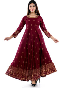 DOM Women Printed Anarkali Kurta