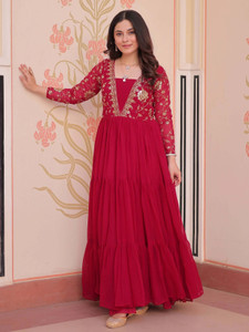 Lazzly Women Embroidered, Solid Anarkali Kurta
