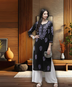 ADA Women Embroidered Straight Kurta