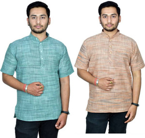 isdfabric Men Self Design Straight Kurta