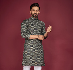 HIKNOCK Men Self Design Straight Kurta