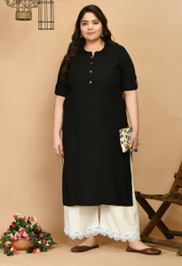 PrettyPlus by Desinoor.com Women Solid Straight Kurta