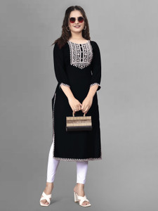PATDOM Women Embroidered A-line Kurta