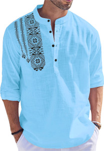 LIMROS Men Printed, Geometric Print, Tribal Straight Kurta