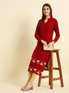 DUCOHIVE Women Self Design Straight Kurta