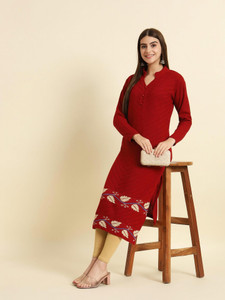 DUCOHIVE Women Self Design Straight Kurta
