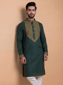 Tibra Collection Men Embroidered Straight Kurta