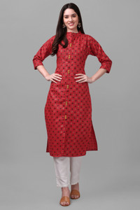 Solucions Women Block Print A-line Kurta