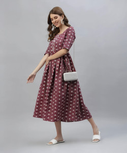 HEARTLOOM Women Woven Design Flared Kurta