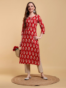 GREYSHADE Women Floral Print A-line Kurta