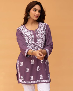 Estela Women Chikan Embroidery Straight Kurta