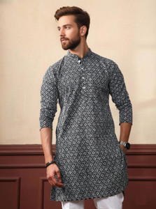 ALMORA Men Embroidered Straight Kurta