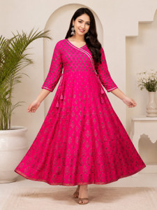 KHOWAL Women Printed Gown Kurta