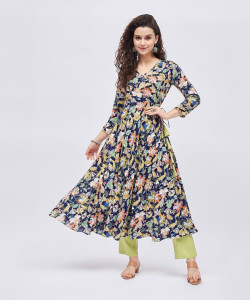 Tissu Women Floral Print Flared Kurta