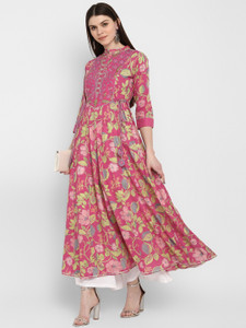 VBUYZ Women Printed Flared Kurta
