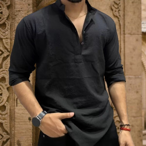 DENEEJA Men Floral Print Asymmetric Kurta