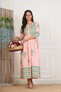 Priyshi Designing Women Printed, Block Print Flared Kurta