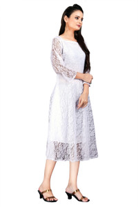 Werolia. Women A-line White Below Knee Dress