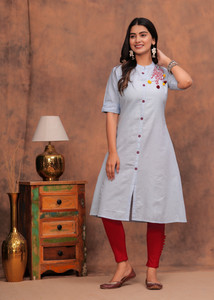 Dizon Women Embroidered A-line Kurta