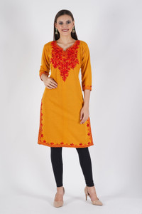 CROWN KING GARMENTS Women Embroidered Straight Kurta