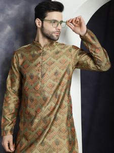 Jompers Men Woven Design Straight Kurta