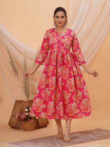 Kradha Women Gown Multicolor Midi/Calf Length Dress