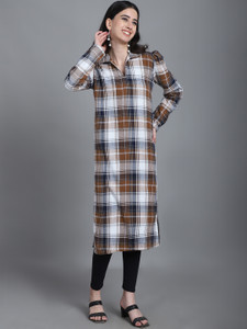 Enchanted Drapes Women Checkered Straight Kurta
